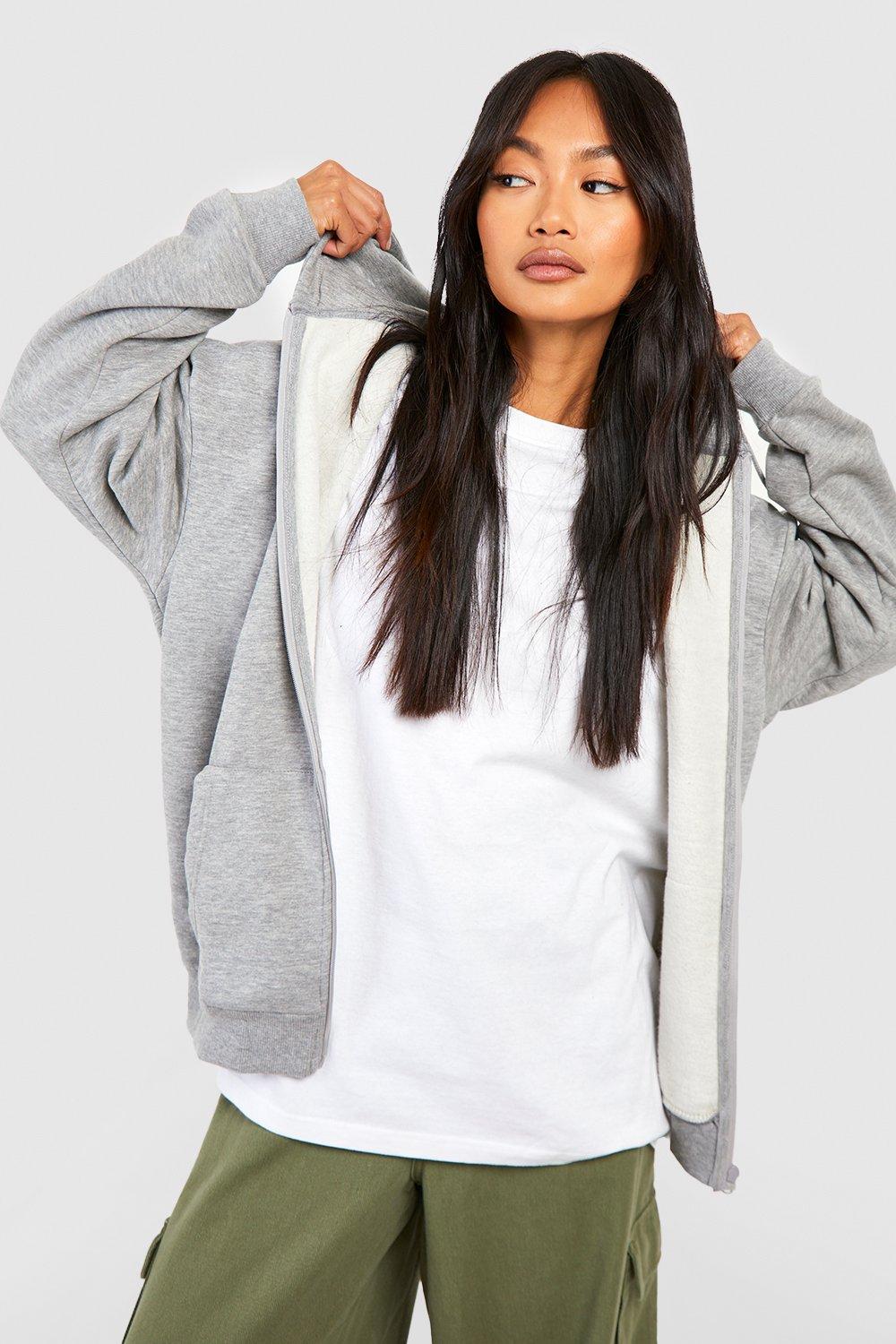 Womens Basic Zip Through Hoodie - Grey - S, Grey